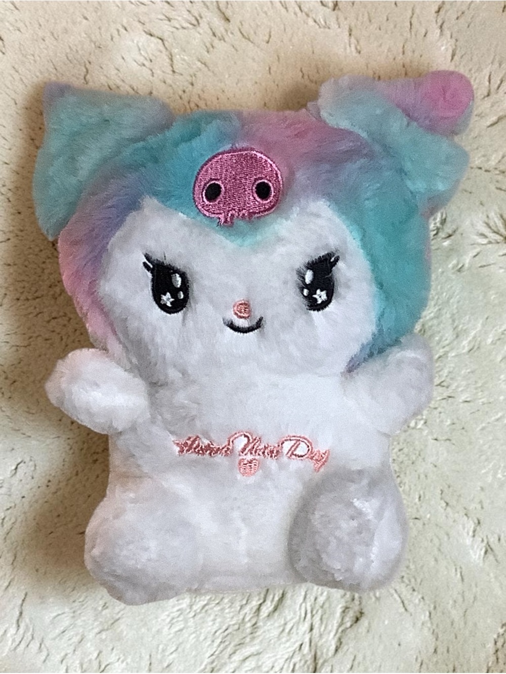 Hello Kitty ~ Kuromi Pastel Multicolor Hooded Plush - White Body